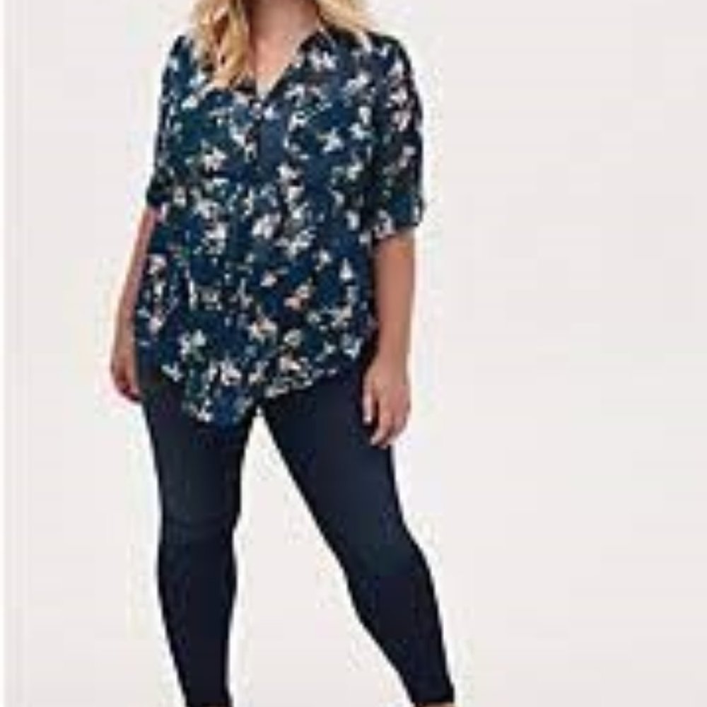 EMMA - TEAL FLORAL CHIFFON BABYDOLL TUNIC